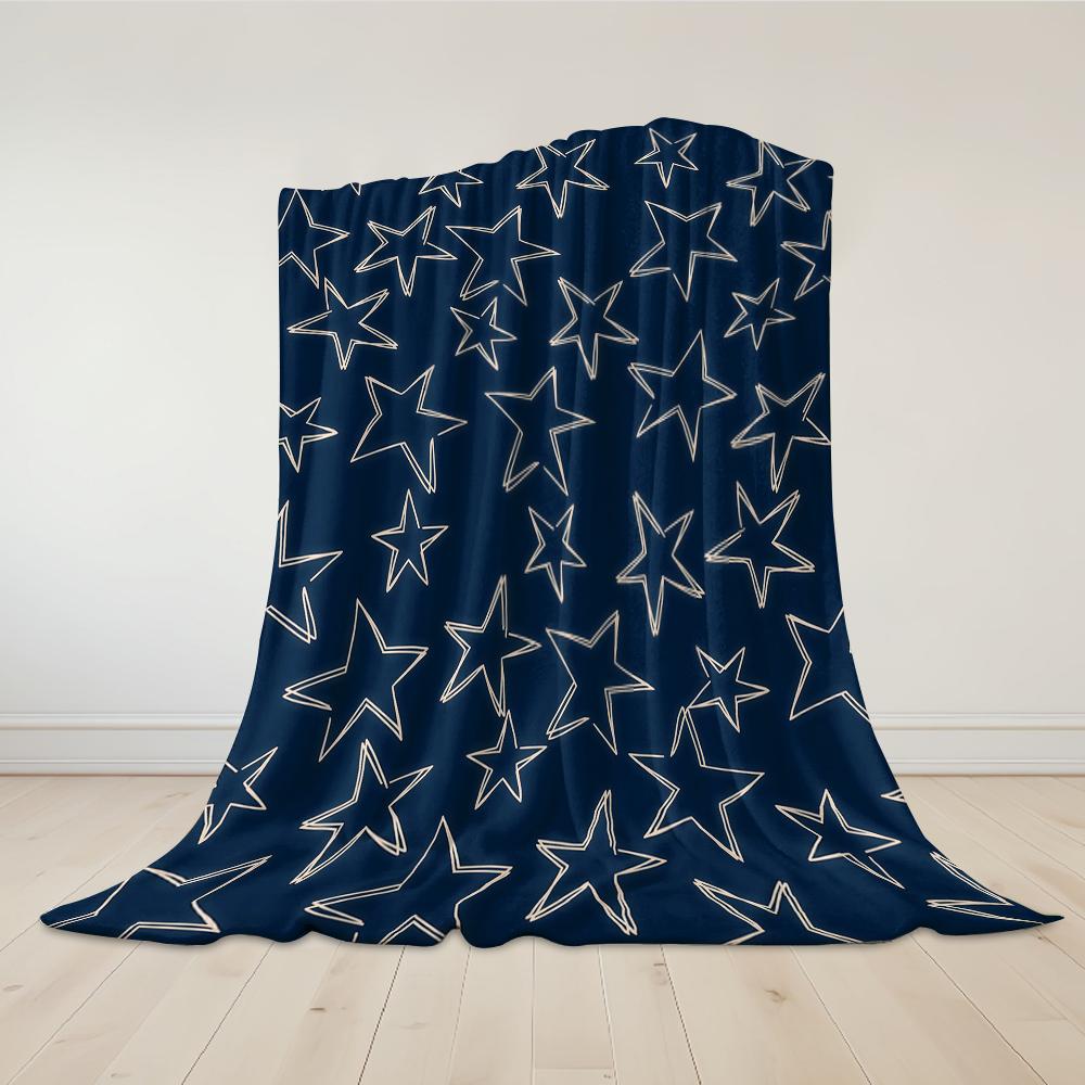 Marineblau Goldrand Stern Flanell Decke Warm Weich Halloween Weihnachten Sofa Warm Gemütlich Dekorative Deko Geschenk Für Alle Jahreszeiten