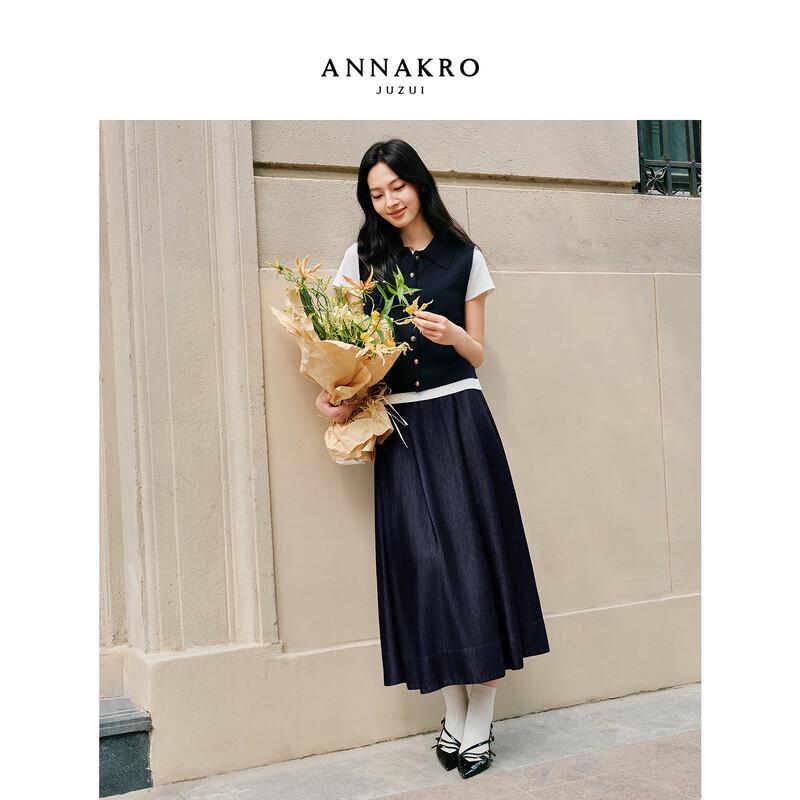 JiuZi AnNaoCou Women s Lyocell A-Line Denim Midi Skirt XL