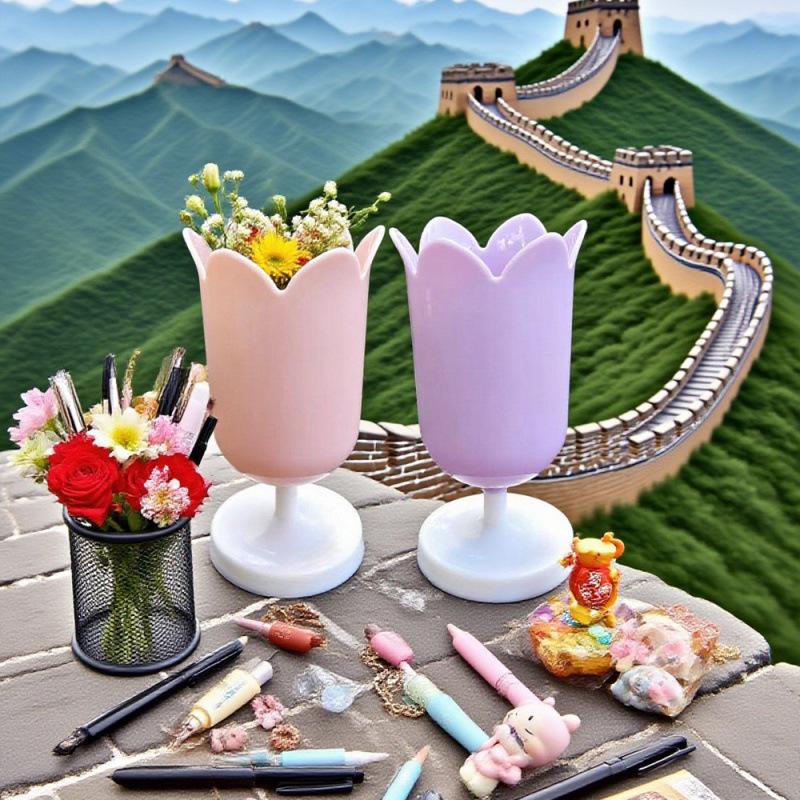 Romantischer Girly Tulpen Make-up- und Stiftehalter - Dekorativer Desktop-Aufbewahrungsbehälter
