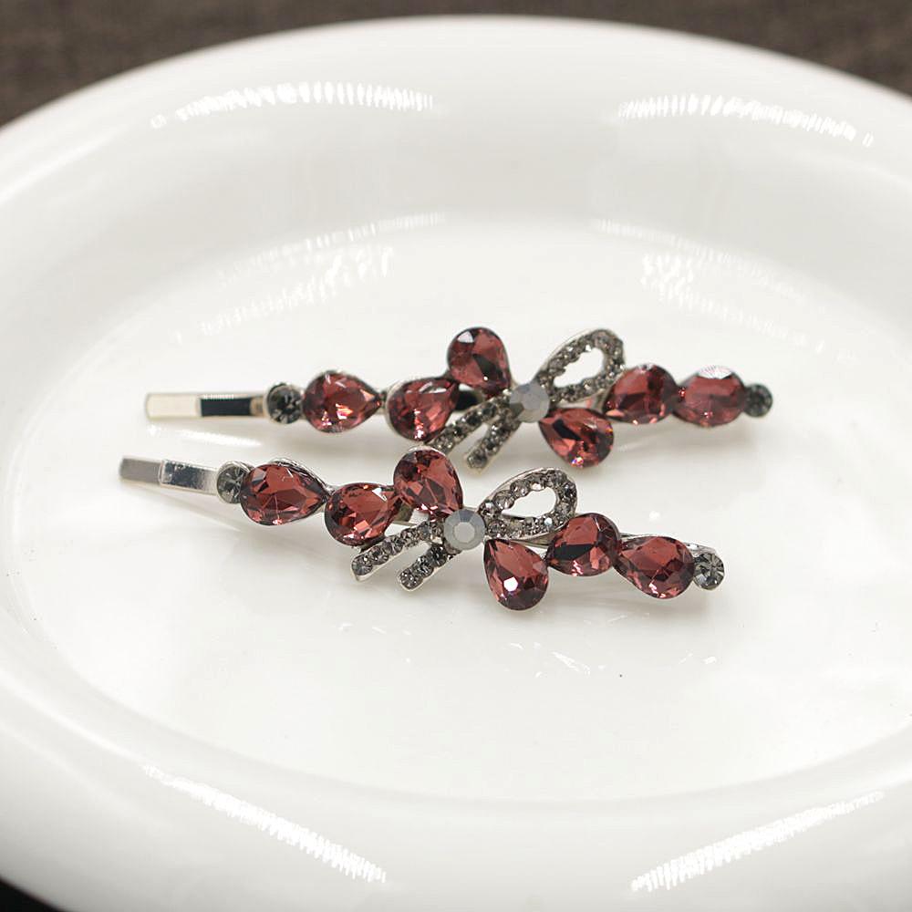 

Korean Rhinestone Hair Clips Set: Bow & Bobby Pins for Women серый