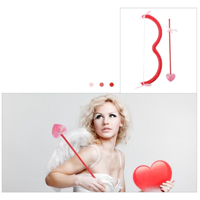 Valentine's Day Outfit Cupid-Bow-and-Arrow Set Cupid-Costume Accessory Prop for Christmas Halloween Birthday Party Props