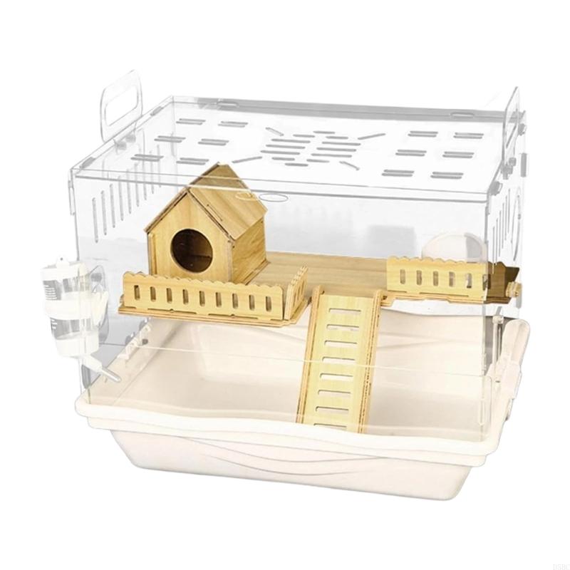 Hamster Rodents Cage Toy Gerbil Cage Clear Window Villa Water Bottle for Ferrets