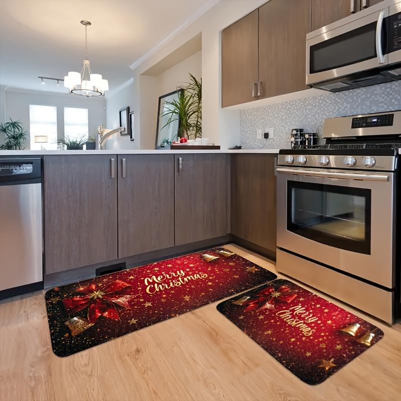 1 Stück Anti-Ermüdungs-Küchenteppiche, weihnachtlich, wasserdicht, rutschfest, dick gepolstert, Küchenmatte, strapazierfähig, bequeme Stehmatte für die Küche