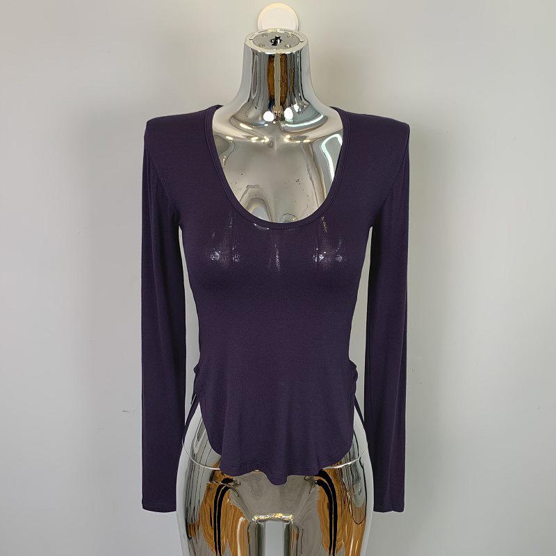 Korean Dongdaemun Sexy Low-Cut Bust-Enhancing Long-Sleeve Top