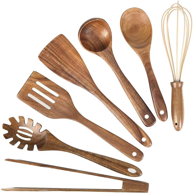 Best Wooden Spoons for Cooking Acacia Wooden Kitchen Utensils Set Smooth Non Toxic Wood Cooking Spatula Turner Serving Spoon
