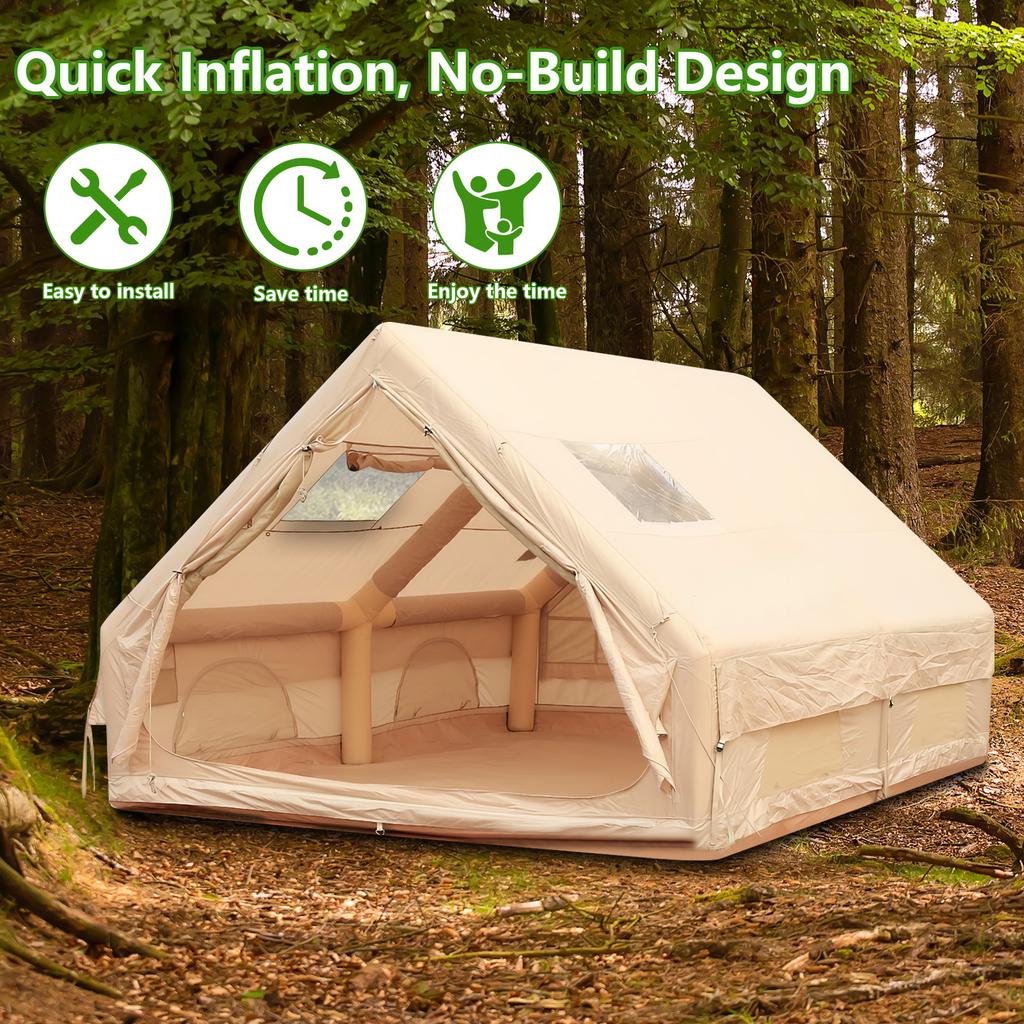 Inflatable Tent with Skylight Blow Up Tent Easy Setup Air Glamping Tents with Pump for Camping