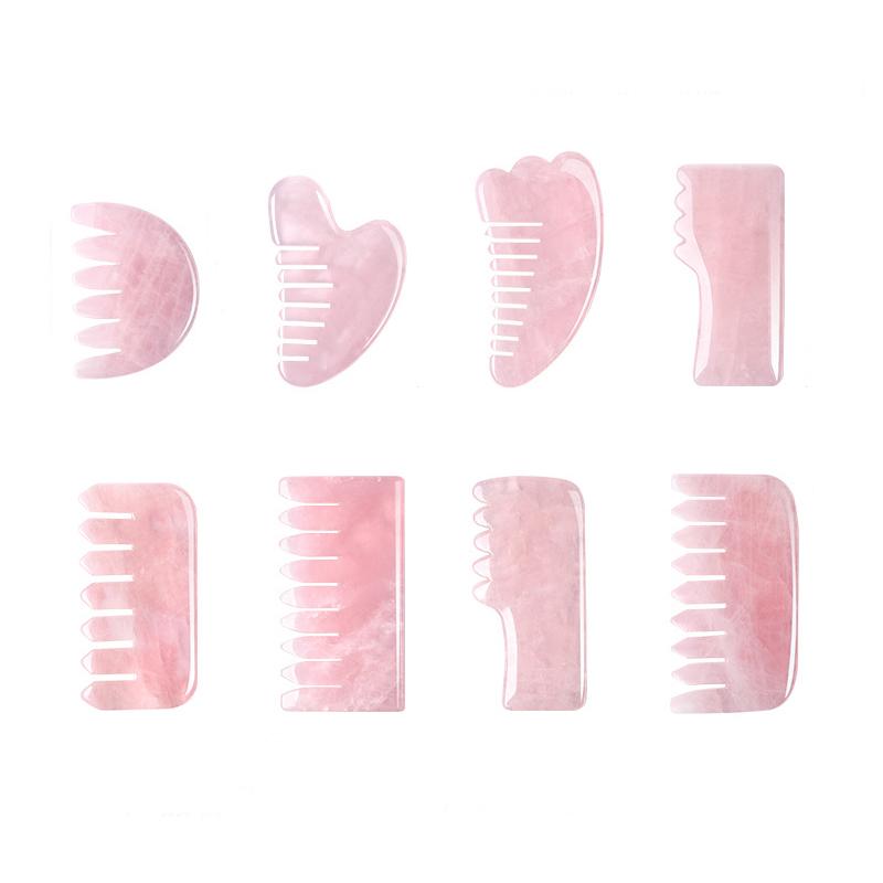 

Натуральный розовый кварц, розовый нефрит, массажная расческа для волос Гуаша, массажная расческа для массажа головы, гуаша