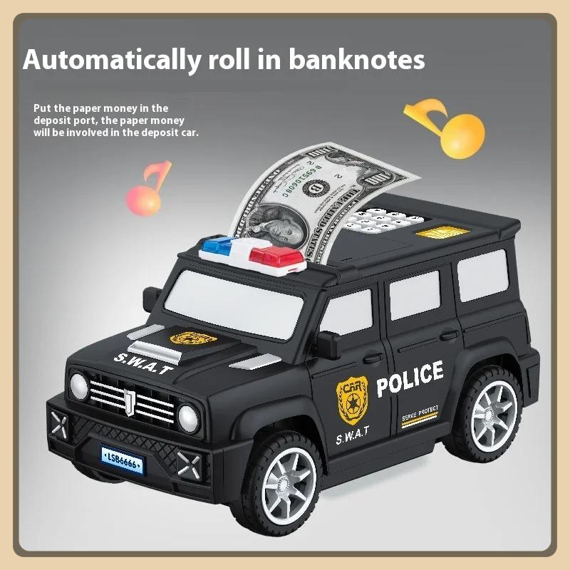 Kids' Fingerprint - Locked Safe & Cartoon Police Car Piggy Bank - Perfect for Holiday Gifts & Toy Exhibits