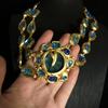New Fashion Style Vintage Glass Inlaid Heavy Industry Necklace, Bracelet, Jewelry Set, Exquisite and Elegant Women's Accessories