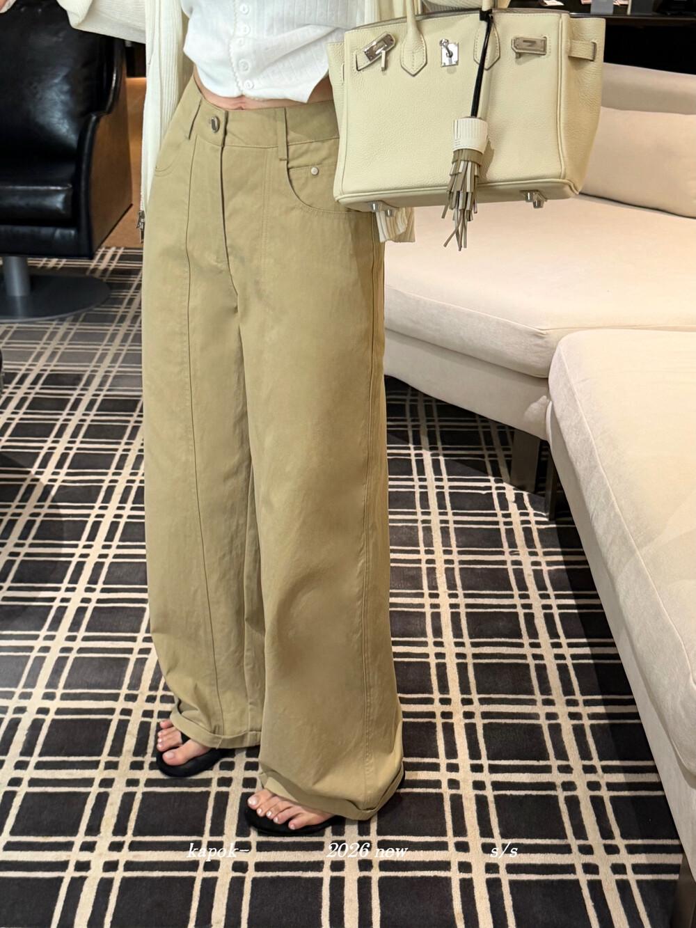 

Thirteen Rows [KAPOK] Early Spring Retro Loose Casual Pants 26315 Small хаки