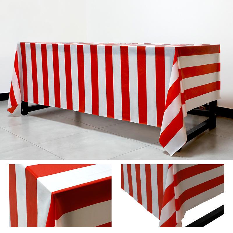Christmas Red and White Striped Tablecloth Holiday Gathering Table Circus Setting Props Atmosphere Decoration Party Supplies