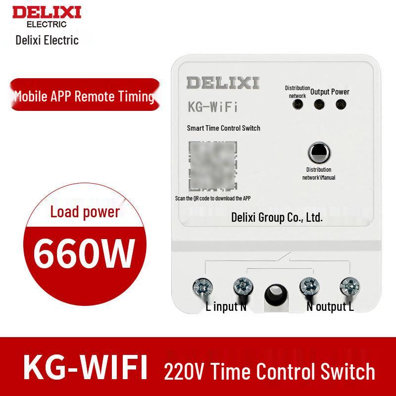 Delixi KG Wireless WiFi Timer Switch with Smartphone Remote Control, 220V Spacetime Controller