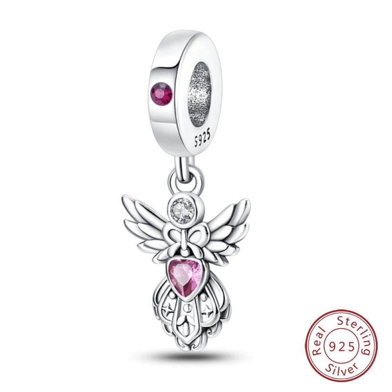 Copper Classic Purple Retro Heart Shape Lotus Angel Pattern Charms Beads Fit Qikaola Original Bracelets Diy Jewelry