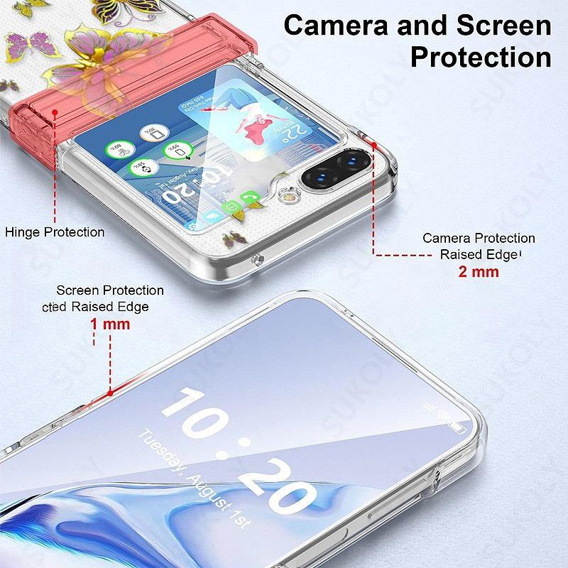 Pro Samsung Galaxy Z Flip6 Flip5 Flip4 Průhledné pouzdro Vzor motýla Skládací průhledný kryt Pro Samsung Galaxy Z Flip 6 5 4 3
