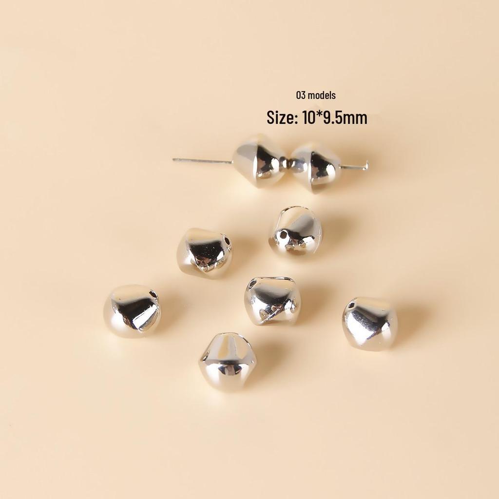 10 Irregular White Acrylic Silver Spacer Beads for DIY Jewelry and Earrings