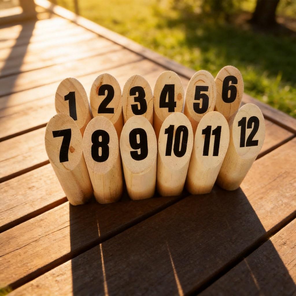 Finland Kubb Wooden Toy Outdoor Childrens Number Bowling Game For Kids