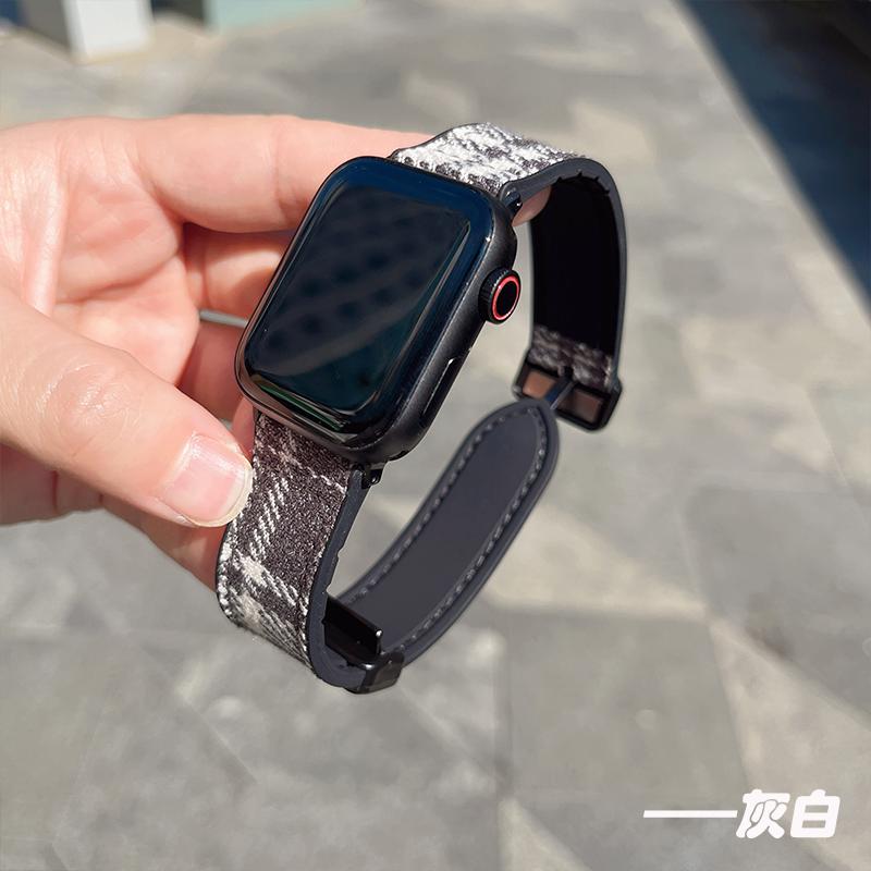 Watchband Silicone+ Woolen Woolen Fabric Strap For Apple Watch Band 49mm 44mm 45mm 42mm 40mm Accessories Bracelet for iWatch Ultra Series