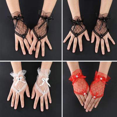 Sexy Spitzen-Handgelenk-Fingerloses Hochzeits-Abend-Party-Brautkleid mit kurzen Handschuhen