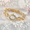 Ladies Oval Dial Watch Elegant Faux Pearl Bracelet Nacre Surface Wristwatch Retro Quartz Watch Luxury Timepiece