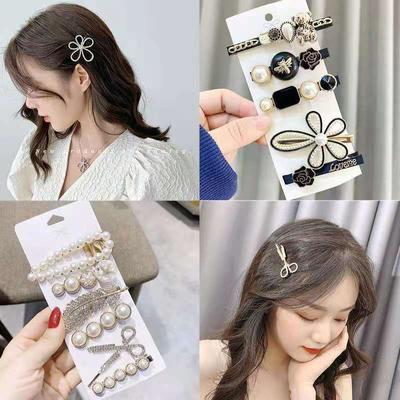 5-6 stücke Perlen Elegante Vintage Haar Clips Frauen Mode Geometrische Blume Barrettes Headwear Mädchen Süße Haarnadeln Haar Zubehör