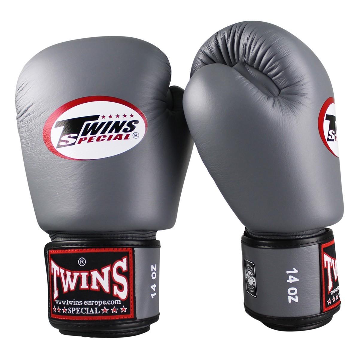 Twins Echte Leder Boxhandschuhe BGVL-3 Grau 12oz