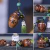 Pear Blossom Carved Gourd Pendant: Wood Ornament & Diffuser Keychain