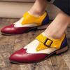 Fashion New Men's Pointed Mixed Color Dress Shoes Business Flats Monk Strap Loafers Homecoming Pageant Footwear  Zapatos Hombre