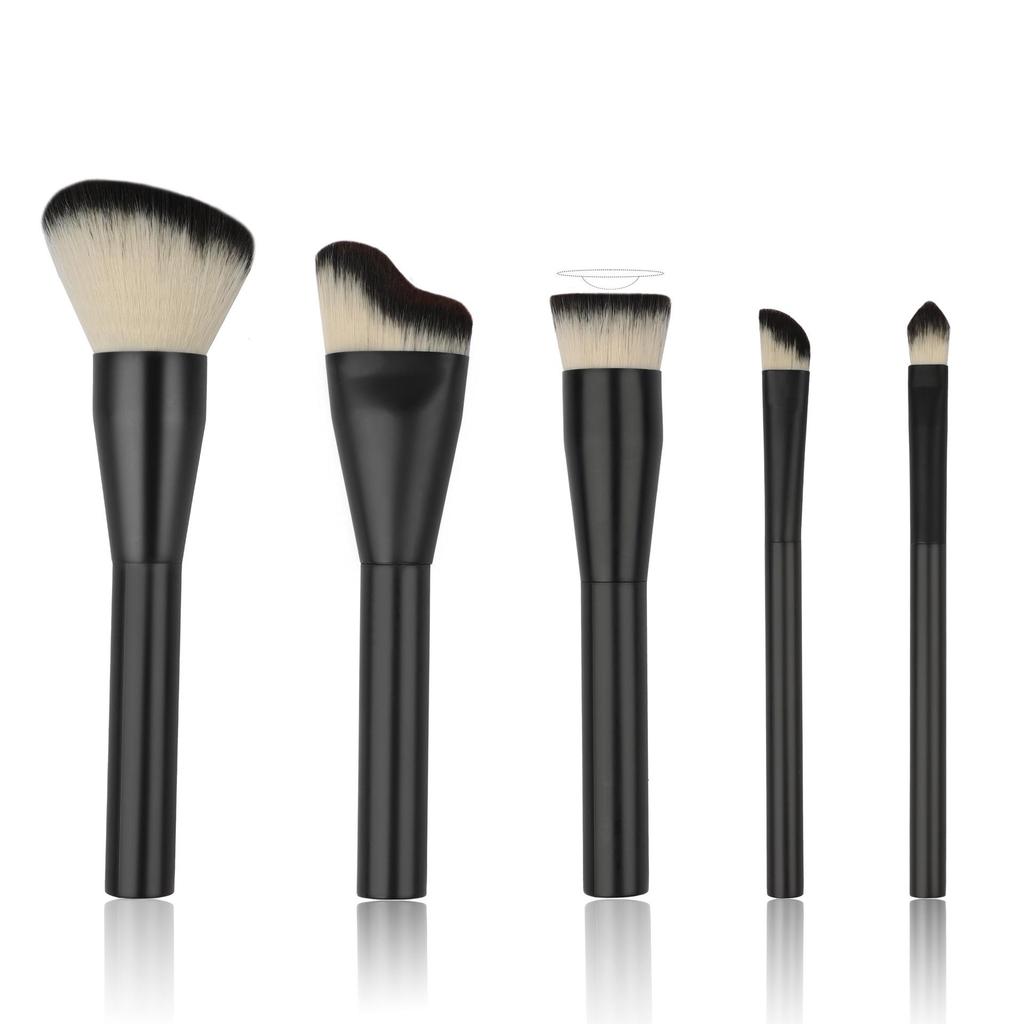 Luxurious 5-Piece Makeup Brush Set with Animal Hair for Blush & Powder Application