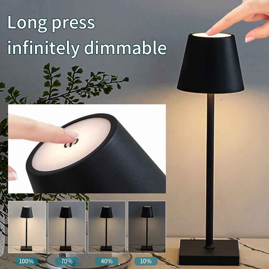 

Rechargeable LED Desk Lamp Touch Switch 3 Color Tempurture Dimmable Desk Lamp Modern Office Bar Restaurant Ambiance Decor Light