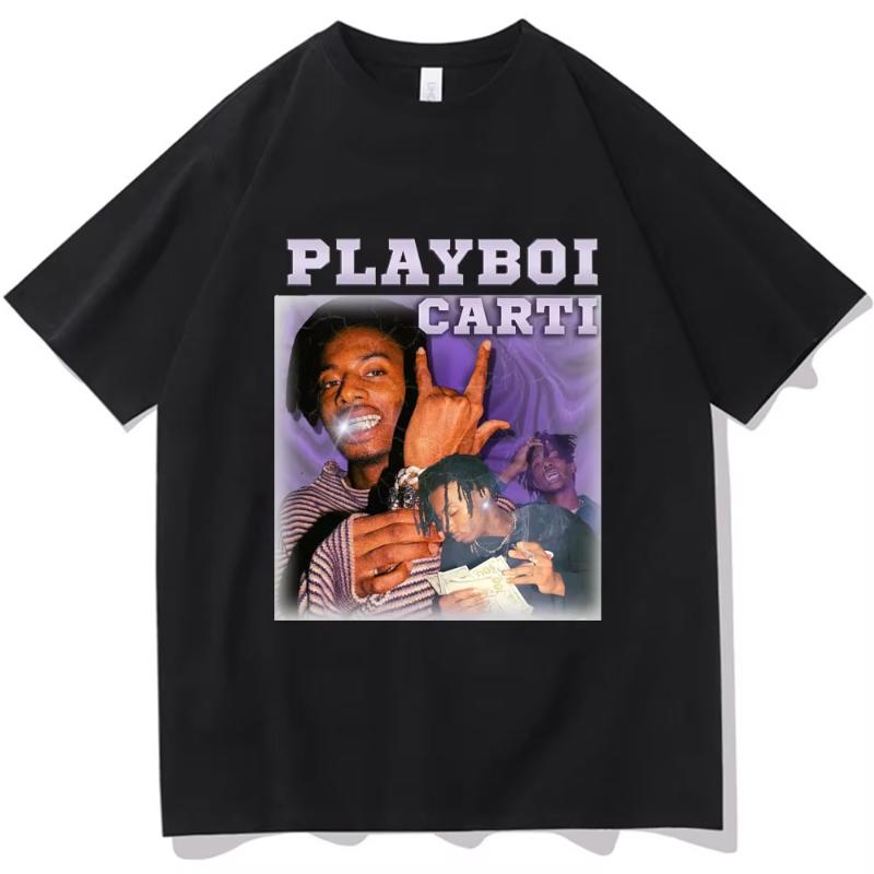 Playboi Carti Álbum de Música Whole Lotta Red Camiseta Estampada Ropa Unisex Camiseta Vintage de Rapero Hip Hop Tops Casuales de Verano Góticos