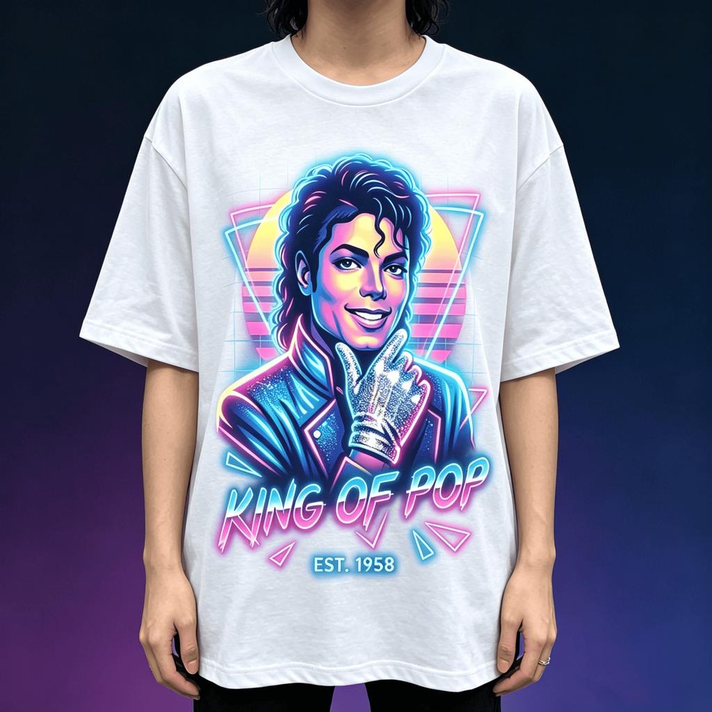 2026 Film Michael Jackson MJ Re del Pop T-Shirt Unisex Cotone Manica Corta Vintage Oversize Y2k Top Neon Vaporwave