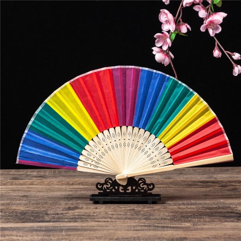 Rainbow Hand Fan,Pride Folding Hand Fan,Colorful Lgbts Hand Held Fan,Plastic Folding Fan for Music Festival Event Party