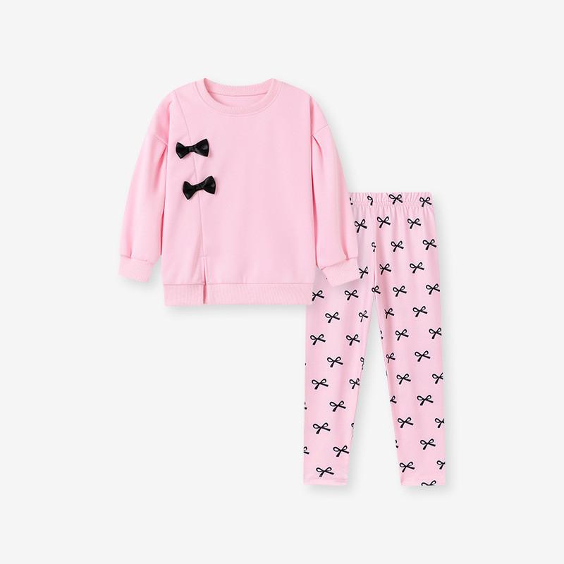 Mädchen Kleinkind Frühling Langarm Hose Set Mit Schleife Für Kinder