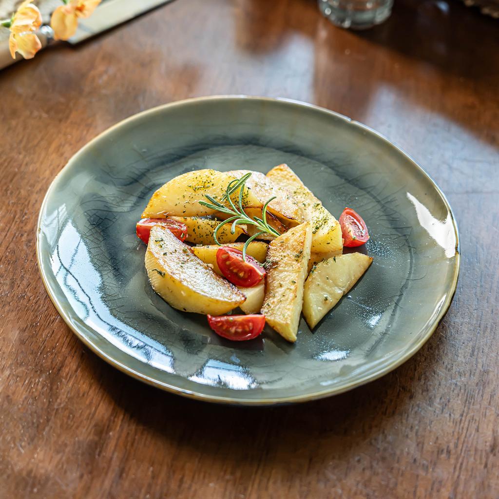 Ceramic Plates High-Grade Ice Crack Glaze Tableware Niche Western Food Plates Household Dishes Plates Commercial Catering Round Plates