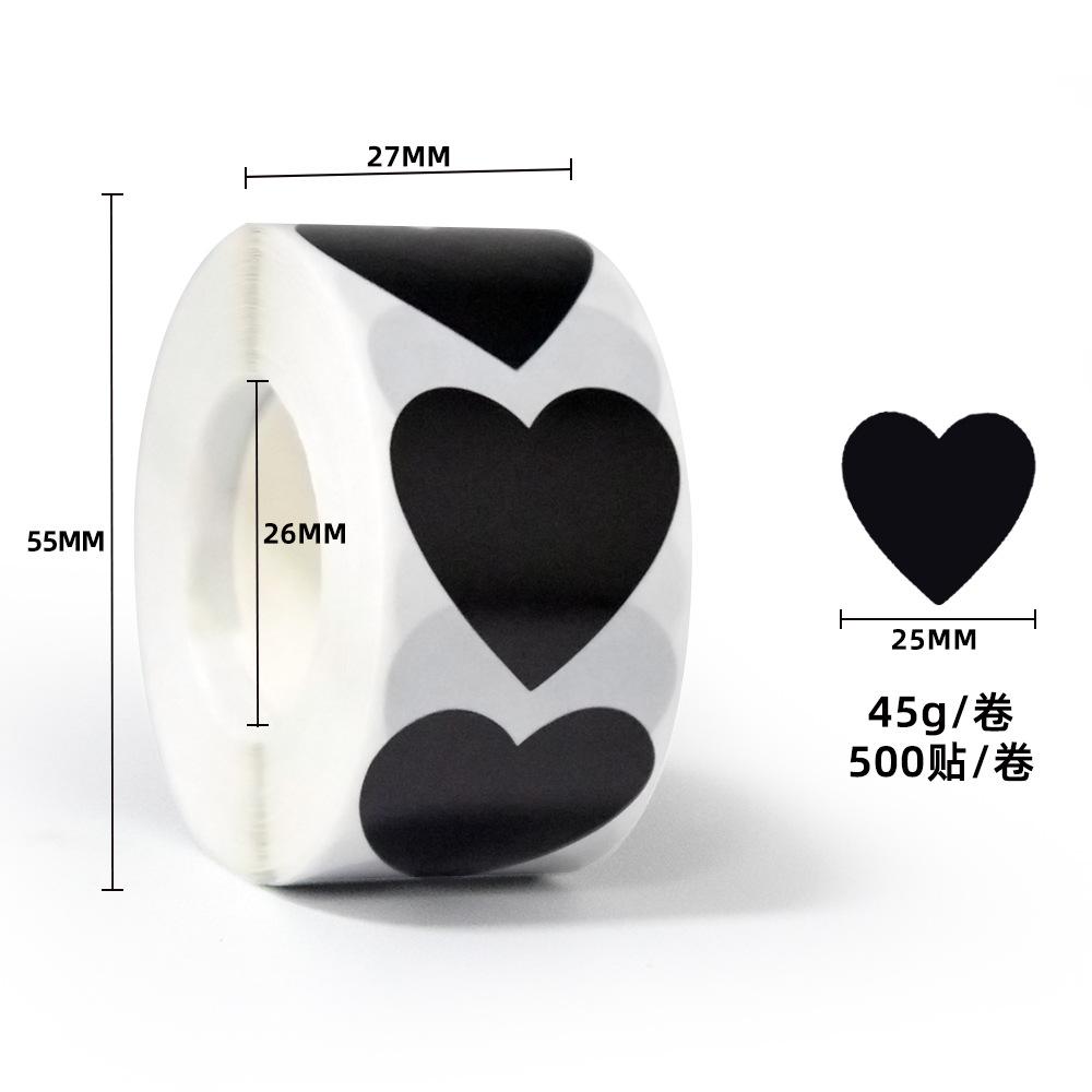 25mm Heart Shaped Sticker Labels - 500 per Roll for Crafts and Organization