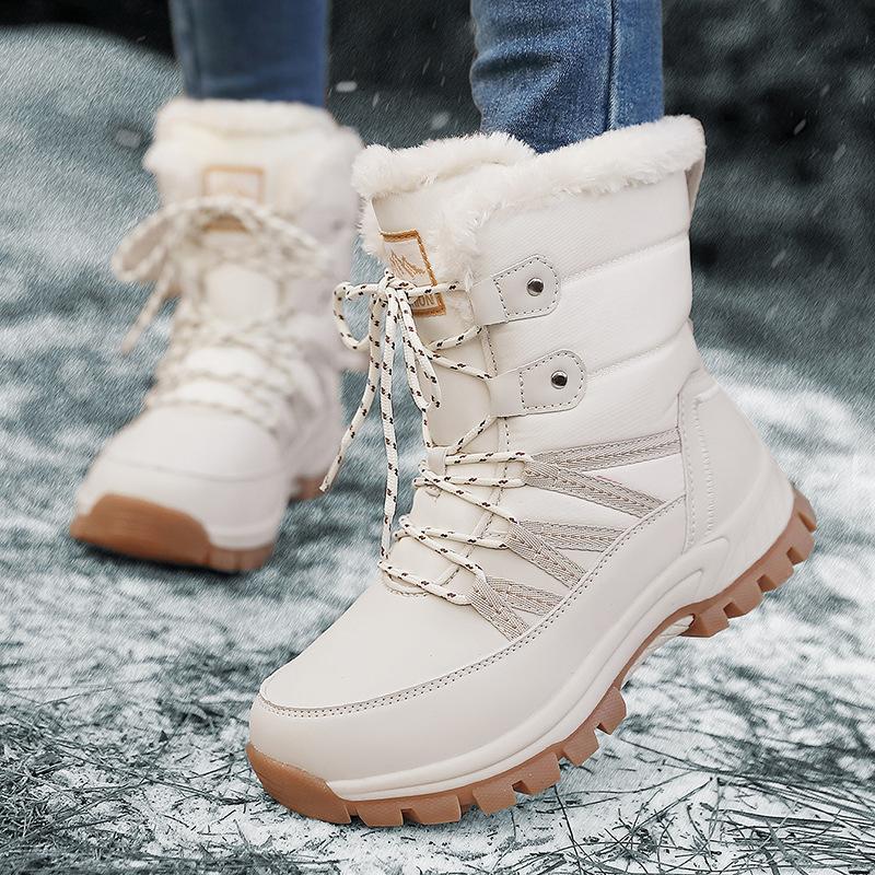 Winter Snow Boots Plush Warm Cotton Shoes Wear-resistant Sports Outdoor High-top Lace-up Large-size Boots