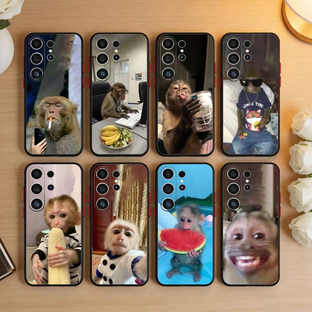 Cute Funny Monkey Phone Case For Samsung S26,S25,S24,S23,S22,S21,S20,Plus,Fe,Lite,Others Black Cover