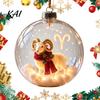 Decorative Spheres for Home Lighted Zodiac Christmas Ornament, Glowing Sign Ball with Warm LED, Acrylic Xmas Balls Party 3D Clear Hanging Pendant Tree