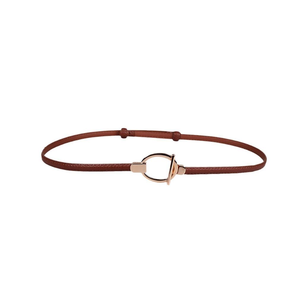 New Adjustable Women's Circle Buckle Belt, Thin Belt, Sweet Dress, Belt Buckle, Versatile Hook Buckle