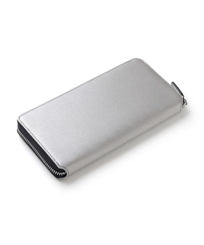Polymer Long Wallet with 14 Card 989607 [IS/IT] Zip-Around Design, Slots, Men's Leather, No. (Silver)