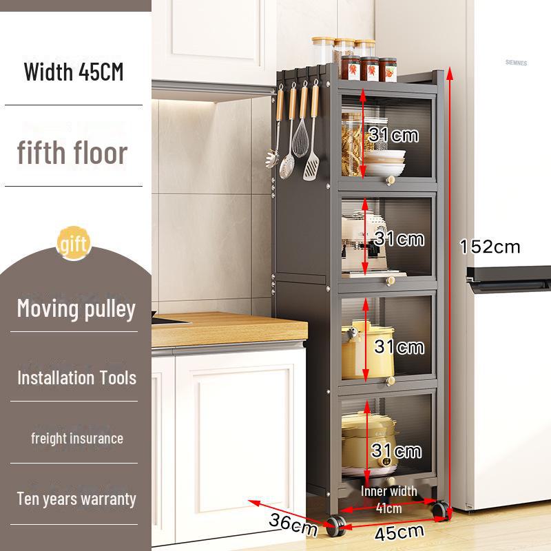 Kitchen Storage Cabinet with Microwave and Pot Rack