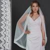 Elegant Floral Veils For Wedding Bride Lightweight Pearls Breathable Fabric Headpiece Formal Occasion