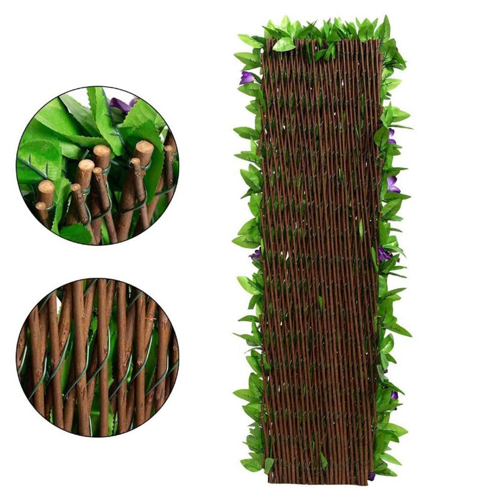 Expandable  Fence Simulation Plant Fence Screen for Outdoor Balcony Wall Decor