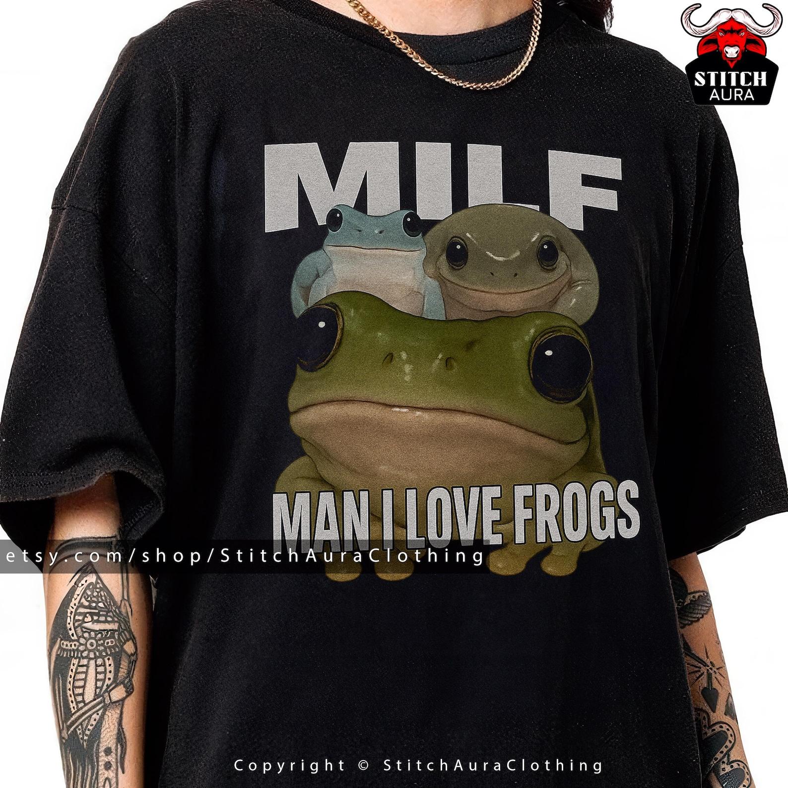 Man I Love Frogs Gift Shirt For Man,Vintage Bootleg Toad Y2K TShirt,Funny Frog Meme Graphic Tee For Him,Retro Frog Meme Lover Gift Toad Fans M
