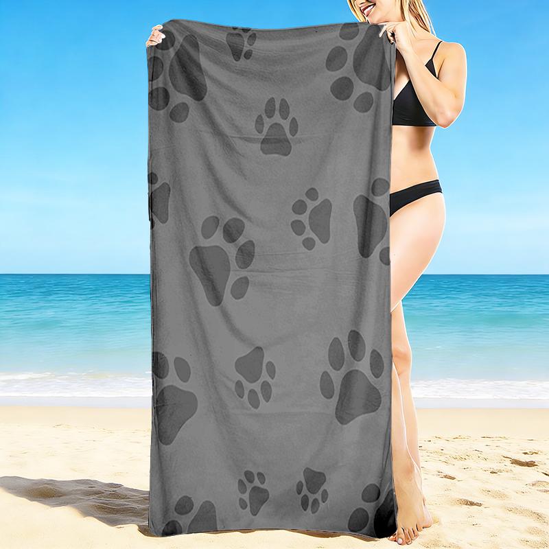 1Pc Paw Prints Beach Towel, Quick Dry, Multi-Use for Beach Pool Gym Yoga Home Travel, Christmas, Halloween, Xmas Gift M928292