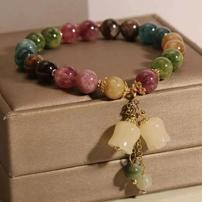 

Orchid Multicolor Beaded Bracelet for Women Floral Vintage Style Accessory разноцветный