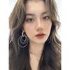 American Style Multi-Layered Large Round Sparkling Hoop Earrings, Millennial Hot Girl Exaggerated Earrings That Make the Face Look Smaller, Ear Clips