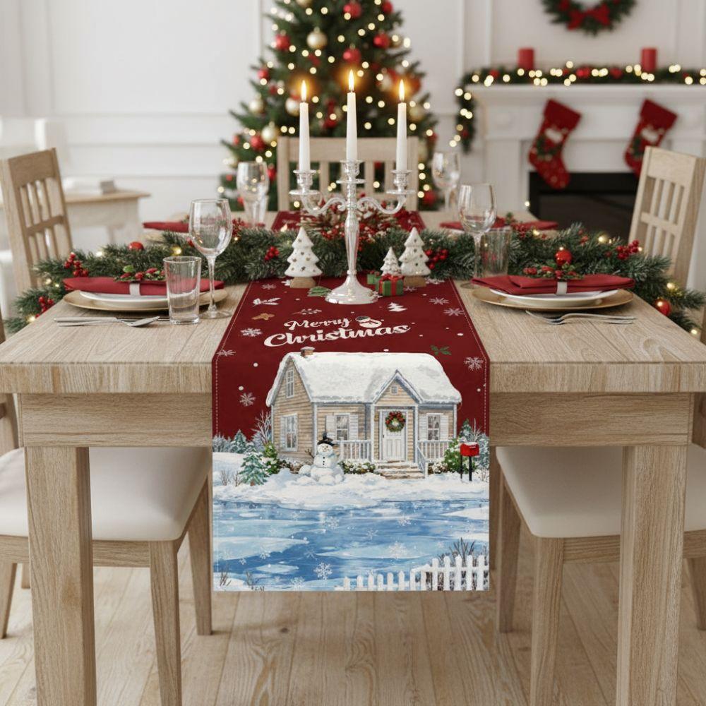 New Year Christmas Table Runner Xmas Party Flag Cover Christmas Table Flag Navidad Gift Merry Christmas Decorations