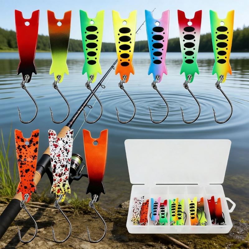 10Pcs Trout Fishing Spoons Lures Set Fishing Spinners Metal Hard Baits with Single Hook Sequins Baits Easy to Use