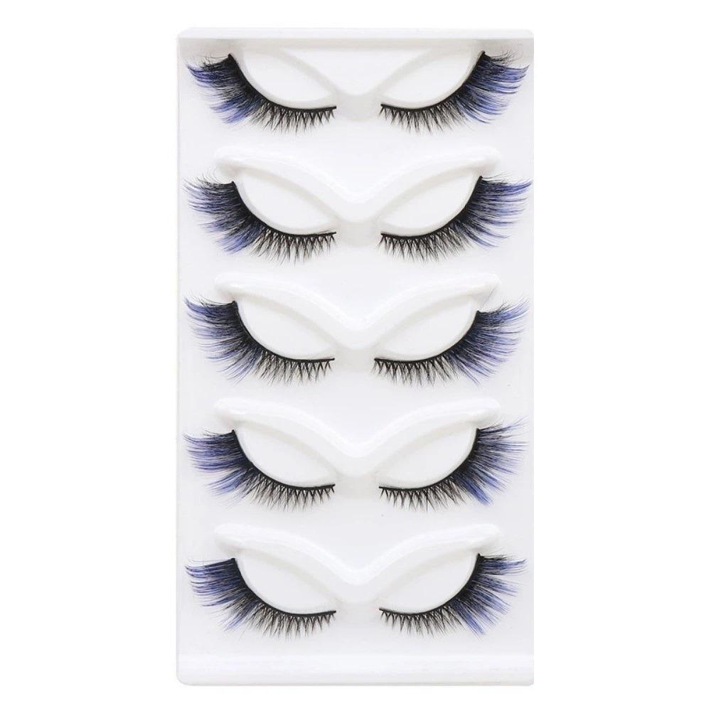Soft Cat Eye False Eyelashes Fluffy Faux Mink Wispy Lashes Colored Anime Lashes Makeup